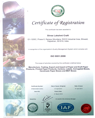 Shree Lakshmi Craft / ISO 9001:2008